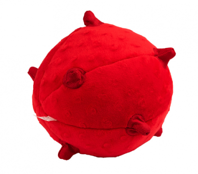 Сенсорный плюшевый мяч Playology PUPPY SENSORY BALL 15 см для щенков средних и крупных пород 8-16 недель с ароматом говядины, цвет красный