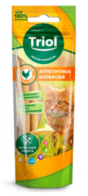 ТРИОЛЬ  лакомство для кошек аппетит. колбаски из трески с курицей 40 г