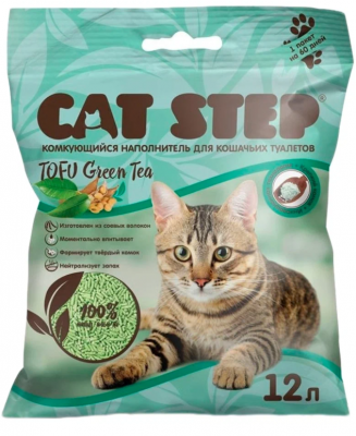 CAT STEP наполнитель Tofu Green Tea 12 L растительный комкующий