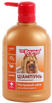 Мистер Бруно Шампунь-кондиционер Послушный шелк для длинношерстных собак 350мл