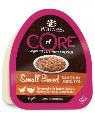 Влажный корм CORE Savoury Medleys для собак мелких пород, из курицы с говядиной, зеленой фасолью и красным перцем 85 г 