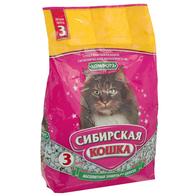 СИБИРСКАЯ КОШКА наполнитель впитывающий 3л. КОМФОРТ  