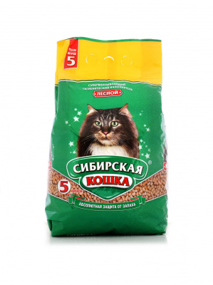 СИБИРСКАЯ КОШКА наполнитель впитывающий 5 л ФЛОРА (древесные гранулы 6мм)