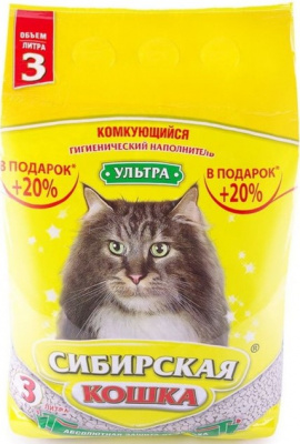 СИБИРСКАЯ КОШКА наполнитель комкующий 3 л УЛЬТРА 