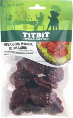 Медальоны мясные из говядины 80 г лакомство для собак 022290			