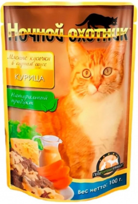 Ночной Охотник  влаж. д/кошек 100 г Курица в сырном соусе