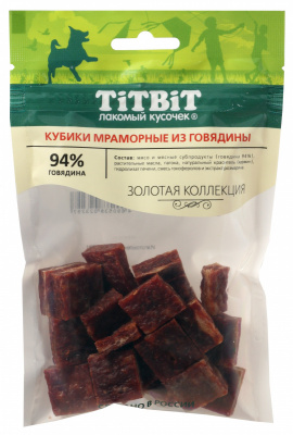 Кубики мраморные из говядины для собак Золотая коллекция 80 г 023297	