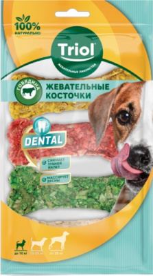 Косточки жевательные DENTAL прессованные микс, 7,5см, 80-100г (уп.4шт.), Triol