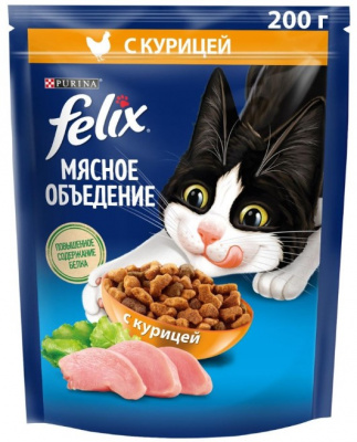 Felix Мясное объедение 200г Сухой корм курица
