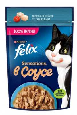 Felix Sensations в соусе, треска/томаты, пауч, 75 г