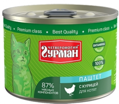 Четвероногий Гурман 190г д/котят паштет курица