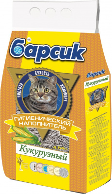 БАРСИК наполнитель впитывающий Кукурузный 4.54л