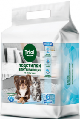 Подстилки впитывающие на липучках, 600*600мм (уп.12шт.), Triol				