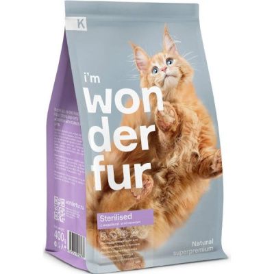 Wonderfur для стерилизованных кошек с ягненком, 400г