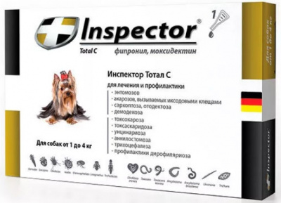 Инспектор капли от вн. и внеш. паразитов д/с  до 4 кг 1 пипет