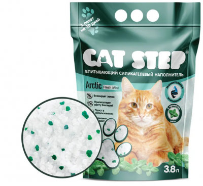 CAT STEP наполнитель впитывающий Crystal Fresh Mint 3.8л