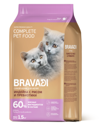 BRAVADI для котят с индейкой и говядиной 1,5кг