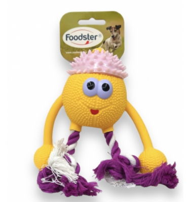 Foodster Игрушка для собак мяч баскетбольный с веревками термопласт резина  7,3см	