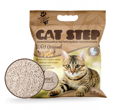 CAT STEP наполнитель Tofu Original 12 L растительный комкующий