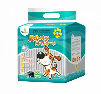 Пеленки угольные для домашних животных "TomiZoo" гигиенич. впитывающие одноразовые M (60х60) 26 шт