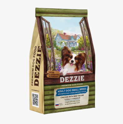 DEZZIE Adult Dog Small Breed Сухой корм для взрослых собак мелких пород 15кг Курица с Говядиной.