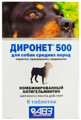 ДИРОНЕТ 500 д/соб. средних  пород  1 таб./6
