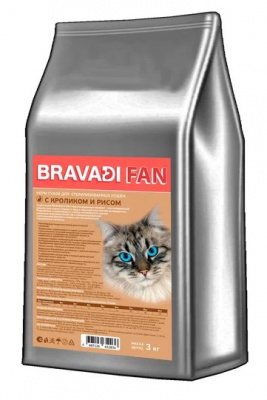 BRAVADI FAN Кролик  для стерилизованных кошек 2кг