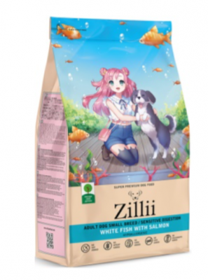 ZILLII Adult Dog Small Breed Sensitive Digestion Сухой корм для взр собак мелких пород с чувств пищев 800г Белая Рыба с Лососем