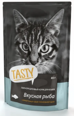 Tasty влаж. д/кошек 85 г. рыба в желе