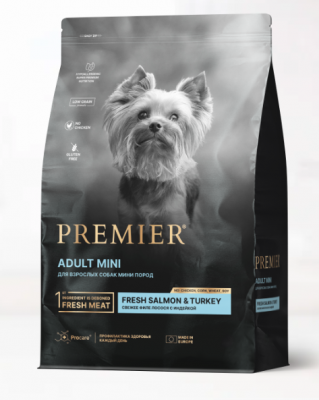 Premier Dog Salmon&Turkey ADULT Mini (Свежее филе лосося с индейкой для собак мелких пород) 1 кг			