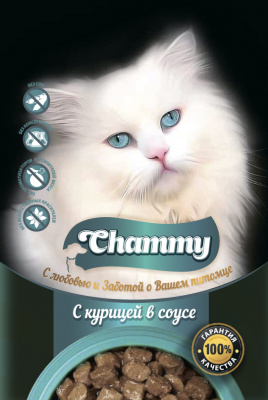 Chammy влажный для кошек 85 г. курица в соусе