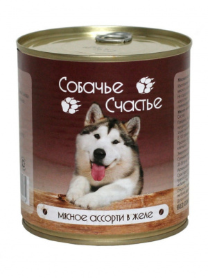 Собачье счастье конс. д/соб.410 г.Мясное ассорти