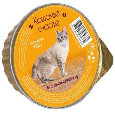 КОШАЧЬЕ СЧАСТЬЕ  конс. д/кошек 100 г цыпленок