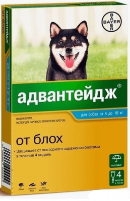 Адвантейдж для собак от 4 до 10 кг, уп. 4 пип.*1мл (ШТУЧНО)