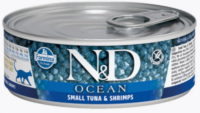 N&D Cat OCEAN Tuna, Salmon&Shrimp Тунец с креветками для кош 80 гр.