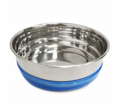 Миска металлическая с синей резинкой, 0,3л, Triol		