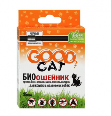 Ошейник п/экт Гуд Кэт БИО д/кошек Черный 36см													