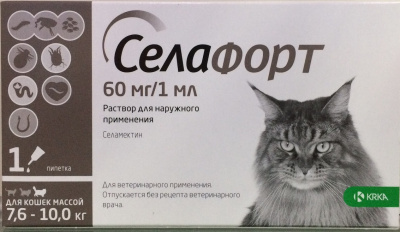 Селафорт для кошек 7,6 -10 кг, 1 х 60мг/1мл																