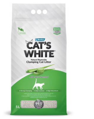 Cat's White Aloe Vera комкующийся наполнитель с ароматом алоэ вера для кошачьего туалета (5л) 