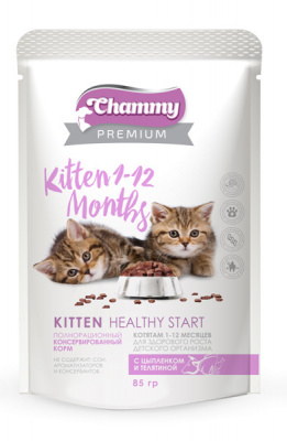 Chammy влажный для котят (1-12 мес) 85 г. цыпленок/телятина